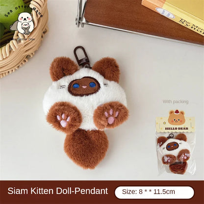 Plush Cat Keychain Cute Cat Bag Charm for Backpacks