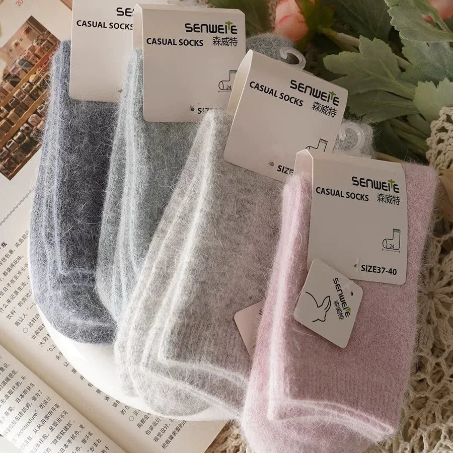 Women's Winter Socks – Thick Warm Mid-Calf Cashmere Blend Socks