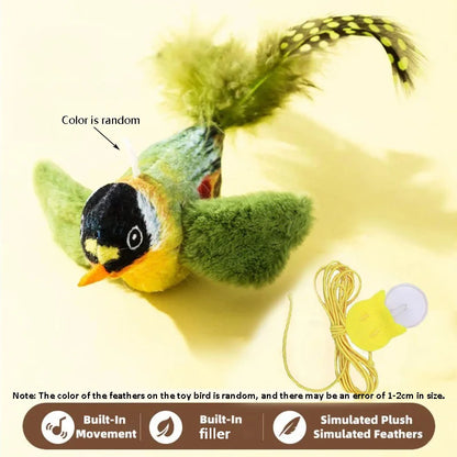 Interactive Cat Toy with Bird Sound and Elastic Hanging Rope