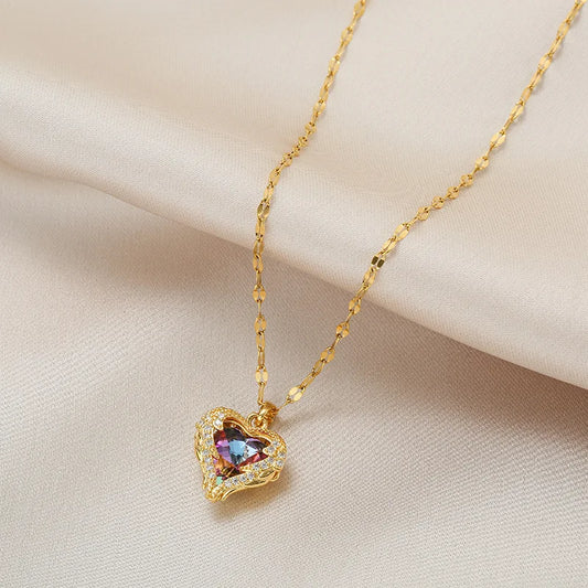Stainless Steel Heart Pendant Necklace for Women