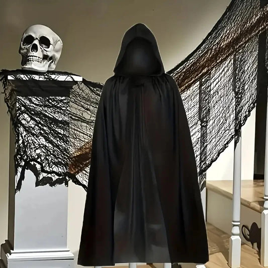 Black Hooded Cloak – Unisex Long Halloween Costume Cape