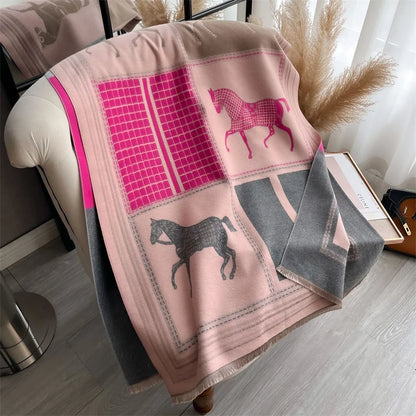 Women's Winter Scarf – Warm Plaid Shawl Wrap 180×65cm