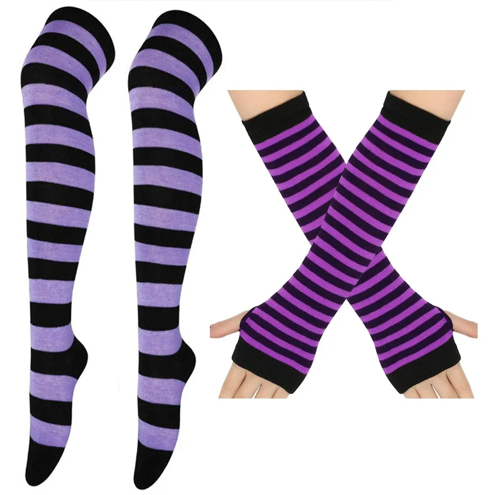 Thigh High Stockings – Women's Striped Over The Knee Socks
