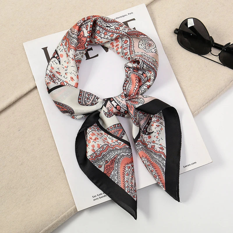 Women's Square Scarf 70x70cm Satin Print Wrap