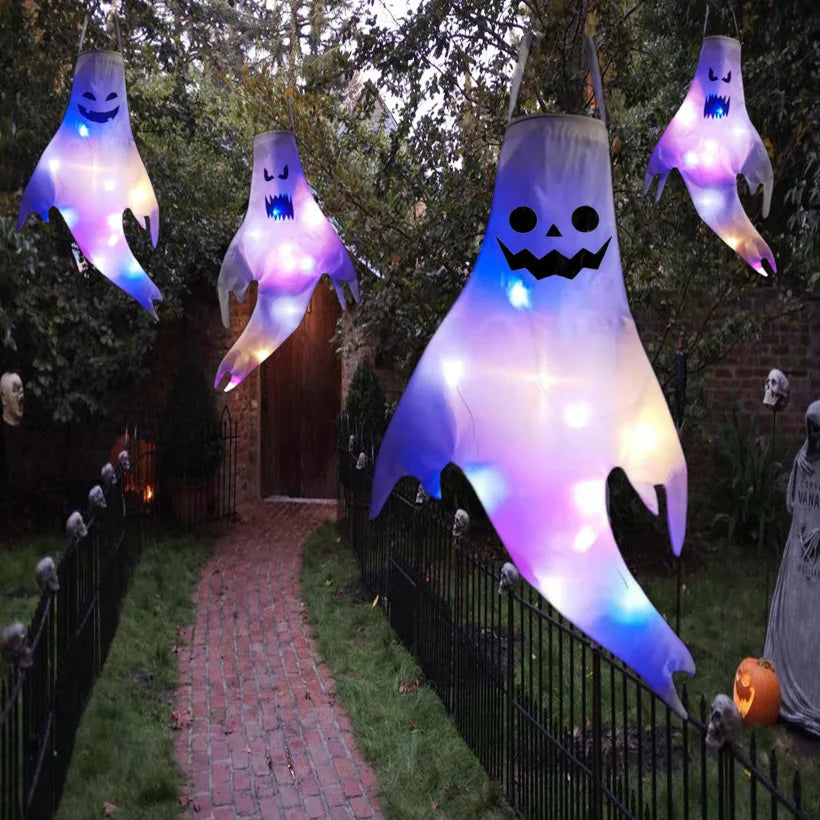 Halloween LED Ghost Decoration 130cm Hanging Luminous Prop