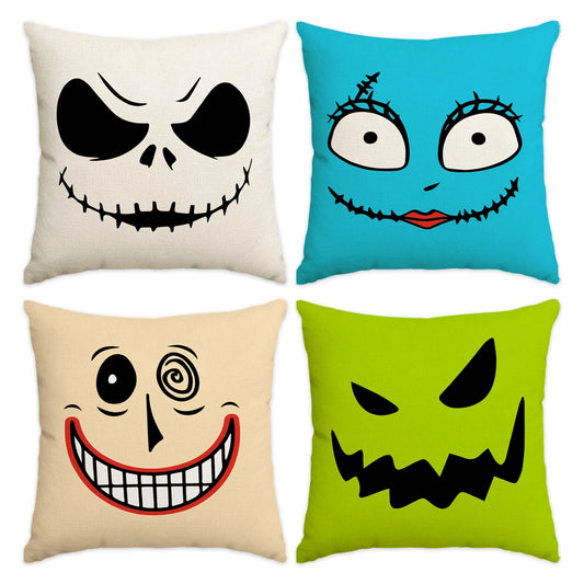Halloween Pillow Cover, Horror Expression Printed Cushion Cover