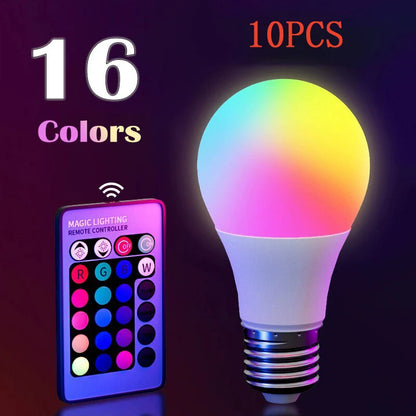 RGB LED Light Bulb E27 16 Color Dimmable with Remote Control