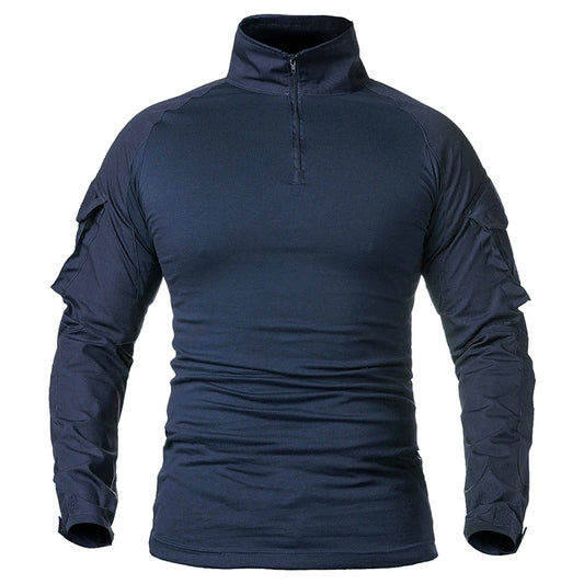 Men's Tactical Shirt Long Sleeve Ripstop Quarter Zip Combat Top