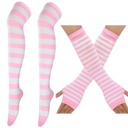 Thigh High Stockings – Women's Striped Over The Knee Socks