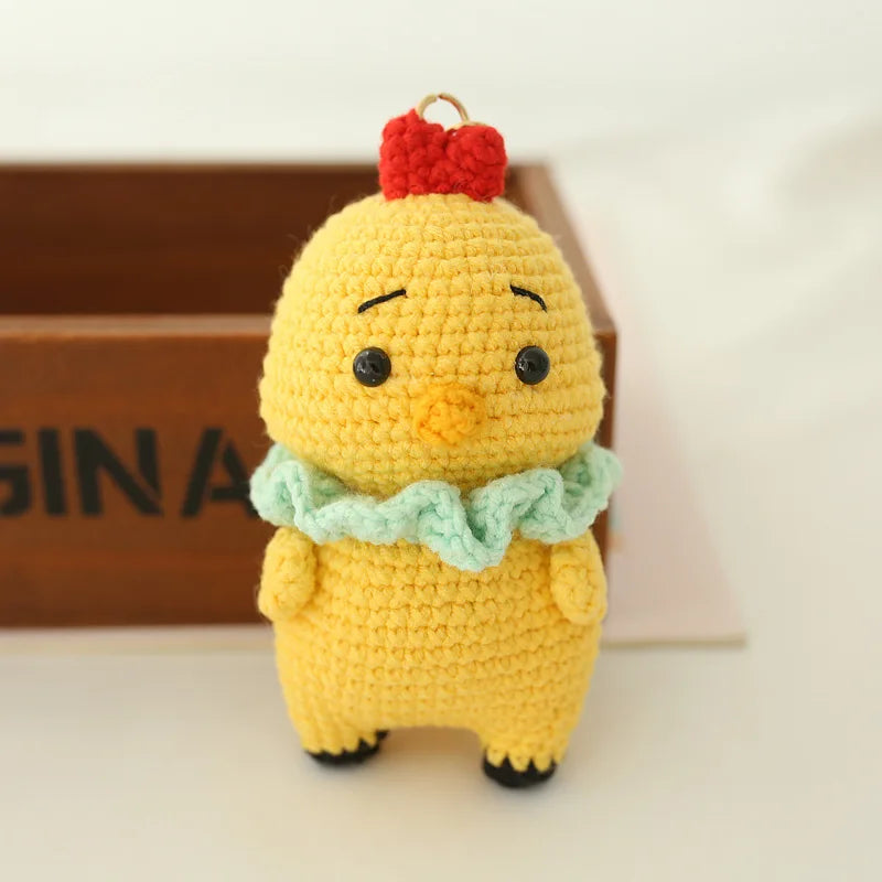 Crochet Rabbit Keychain Cute Knitted Animal Pendant for Bags and Keys