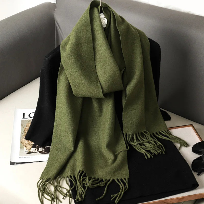 Women's Winter Scarf Warm Long Pashmina Shawl with Tassels