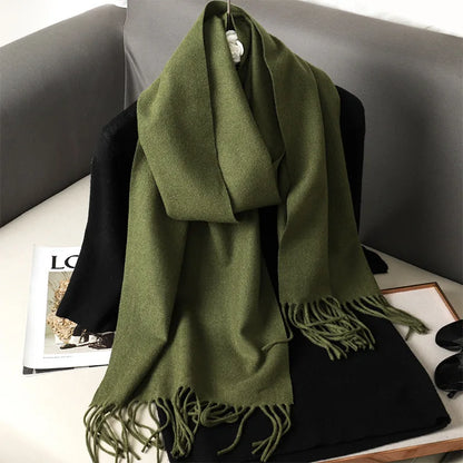 Women's Winter Scarf Warm Long Pashmina Shawl with Tassels