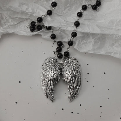 Gothic Pendant Necklace, Y2K Beaded Heart Design for Unisex Style