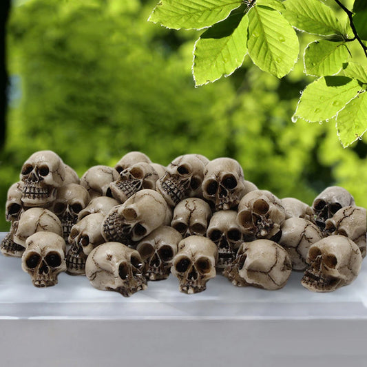Mini Halloween Skull Decorations, 20-Piece Resin Figurines