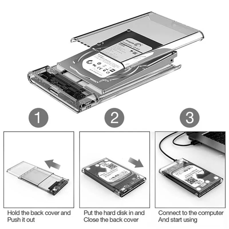2.5 Inch HDD Enclosure USB 3.0 SATA SSD Hard Drive Case
