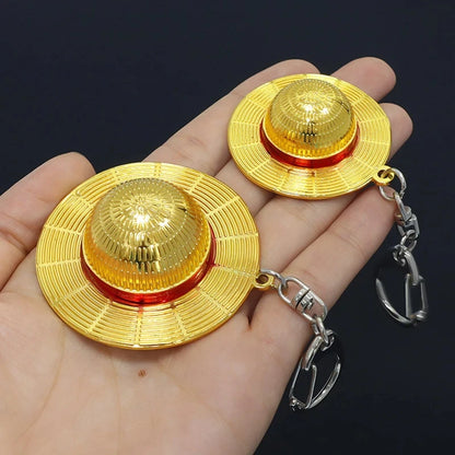 Straw Hat Keychain Metal Pendant Decorative Keyring