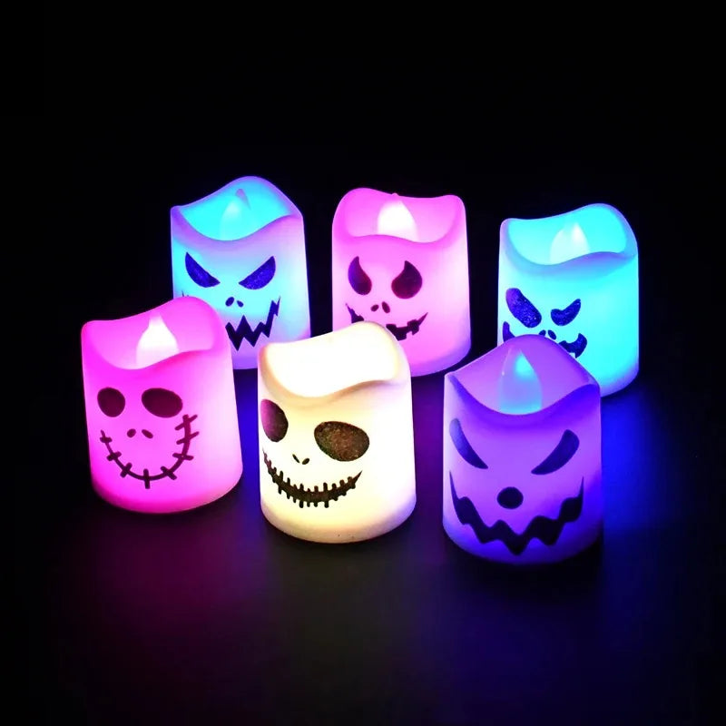 Halloween LED Candle Light 6PCS Ghost Pumpkin Party Decoration