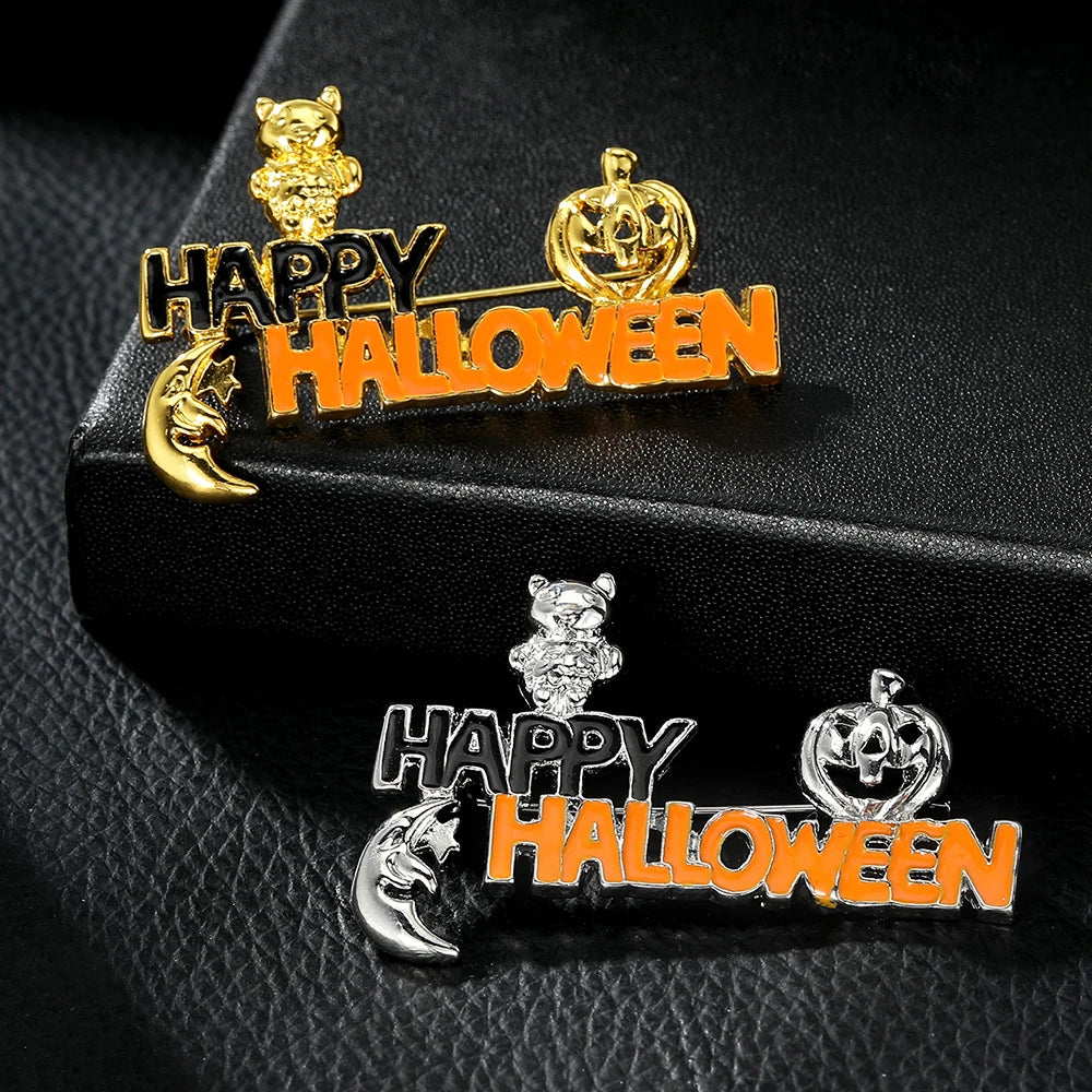 Ghost Brooch Halloween Rhinestone Lapel Pin for Men and Women