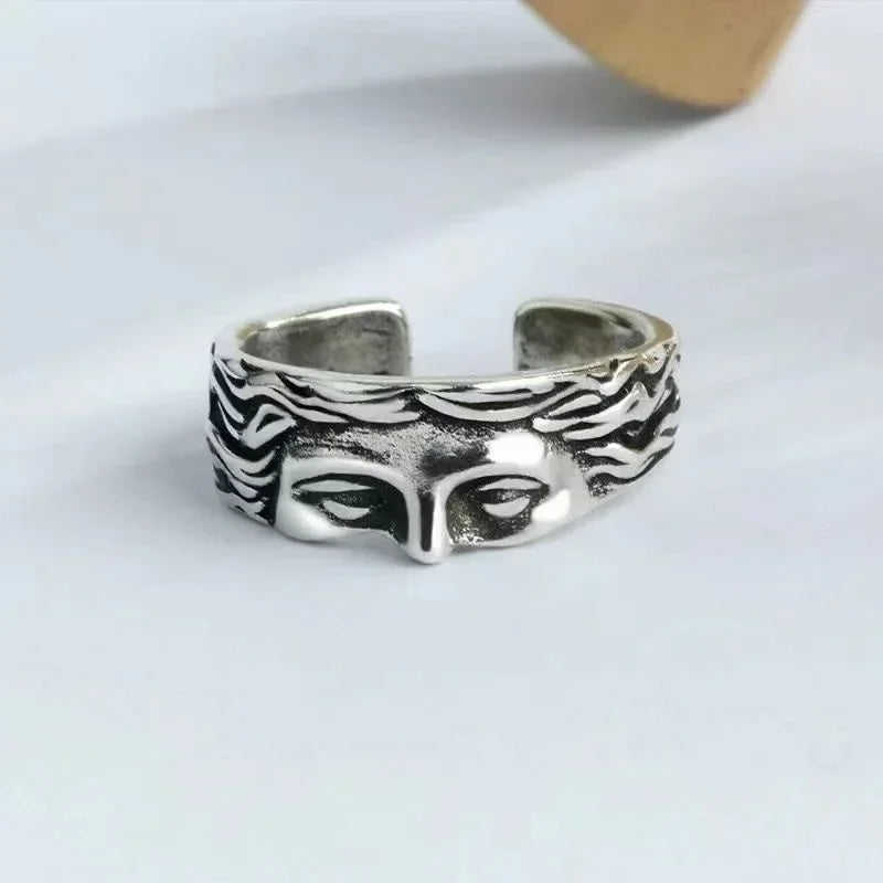Gothic Face Ring – Adjustable Masked Face Open Ring
