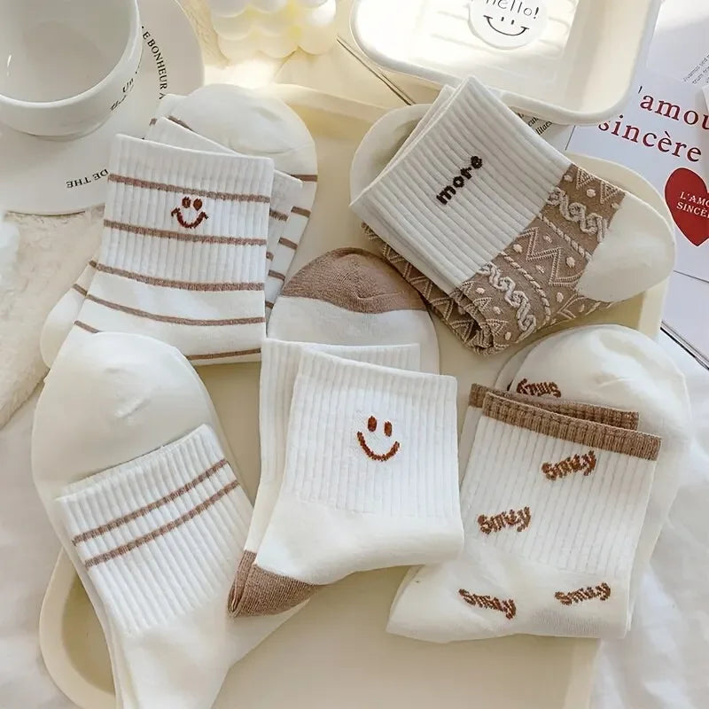 Women's Crew Socks – Cute Patterned Casual Socks 5-Pair Set
