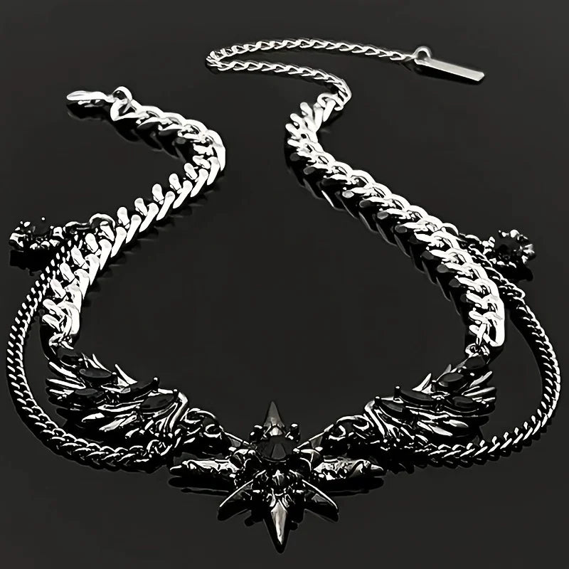 Men's Stainless Steel Necklace, Wing Design Y2K Chain