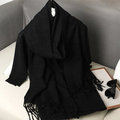 Women's Winter Scarf Warm Long Pashmina Shawl with Tassels