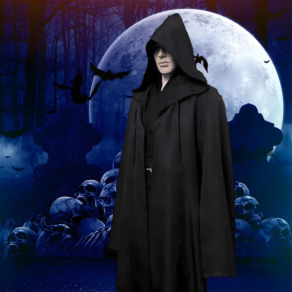 Halloween Witch Cloak Hooded Black Cape for Cosplay & Parties