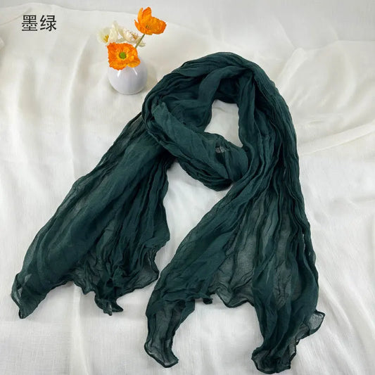 Women's Long Scarf 180x90cm Cotton Blend Solid Wrap Shawl