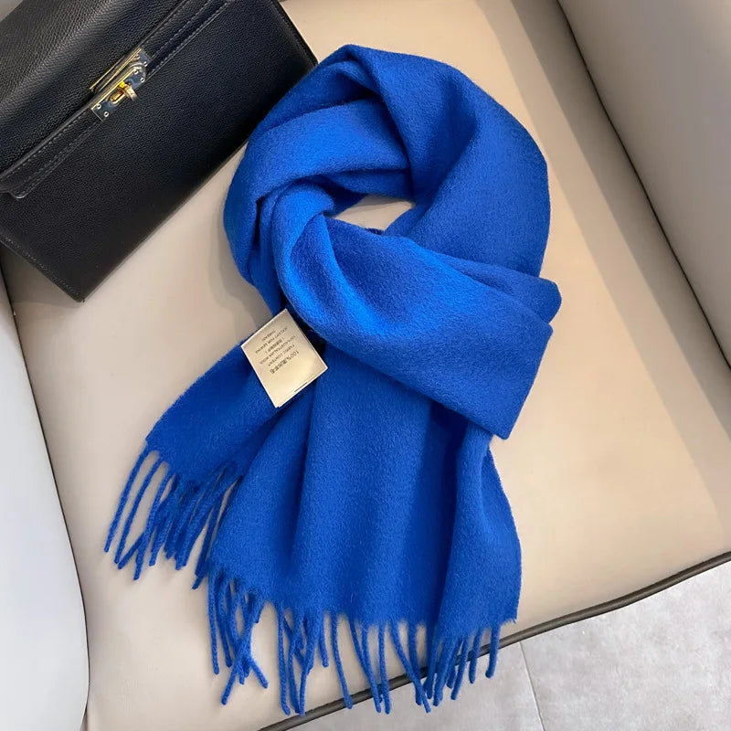 Wool Winter Scarf – 100% Wool Warm Solid Color Wrap