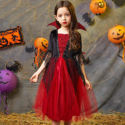 Girls Halloween Costume, Gothic Witch Tutu Dress with Lace