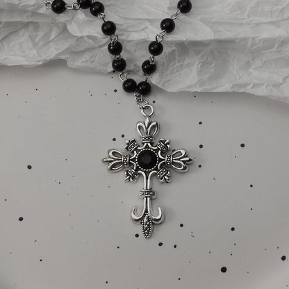 Gothic Pendant Necklace, Y2K Beaded Heart Design for Unisex Style