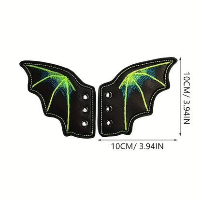 Bat Shoe Charms Embroidered Wings for Sneakers & Halloween