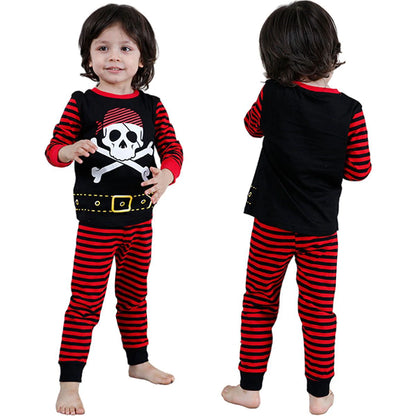 Kids Skeleton Costume Halloween Skull Pajamas Top and Pants Set