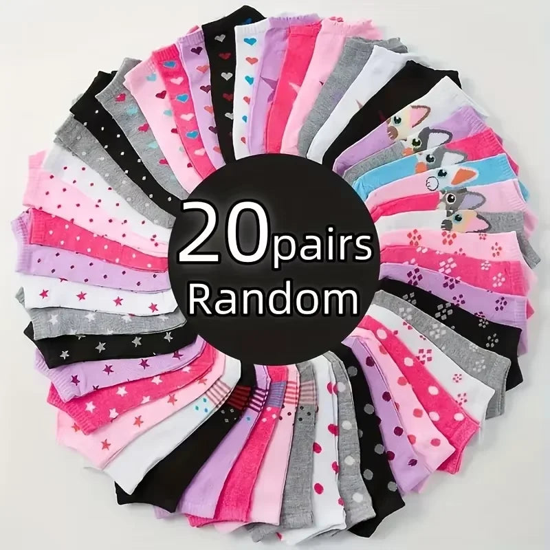 Heart Print Ankle Socks, Women's Low Cut Casual Socks