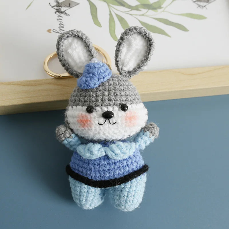Rabbit Keychain Cute Crochet Animal Keyring for Bags and Gifts