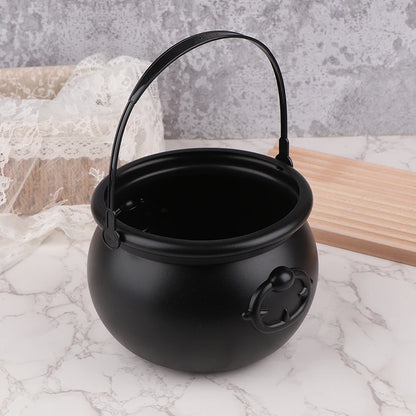 Halloween Cauldron Decoration, Plastic Candy Bucket with Handle