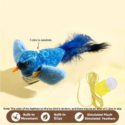 Interactive Cat Toy with Bird Sound and Elastic Hanging Rope