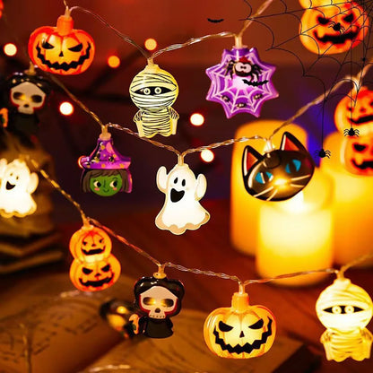 Halloween String Lights Pumpkin Ghost Spider Web Hanging Decor