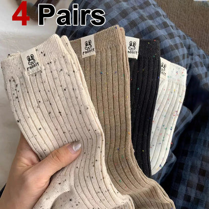 Women's Mid Calf Socks, Breathable Casual Socks 4 Pairs