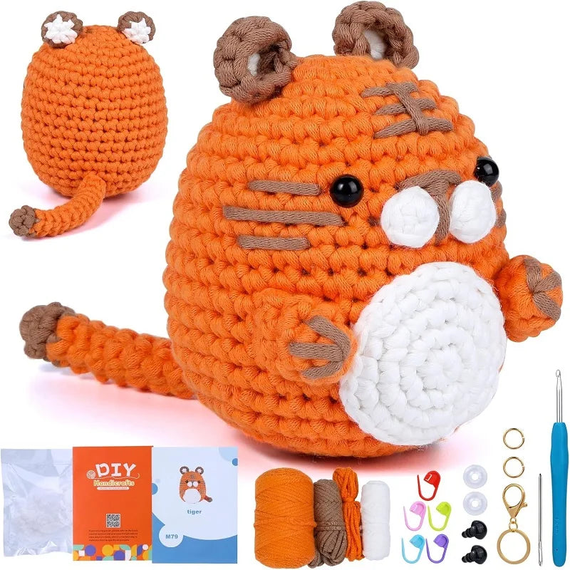 Crochet Kit for Beginners Animal DIY Craft Set with Yarn and Hooks