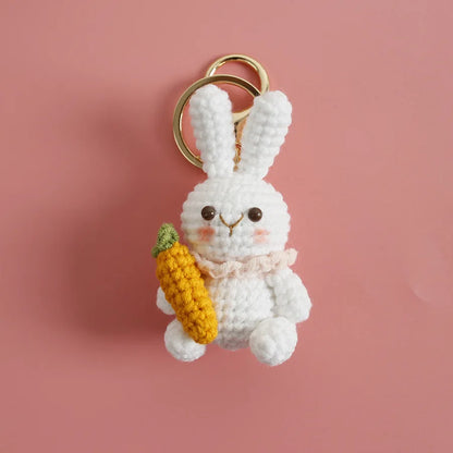 Crochet Rabbit Keychain Cute Knitted Animal Pendant for Bags and Keys