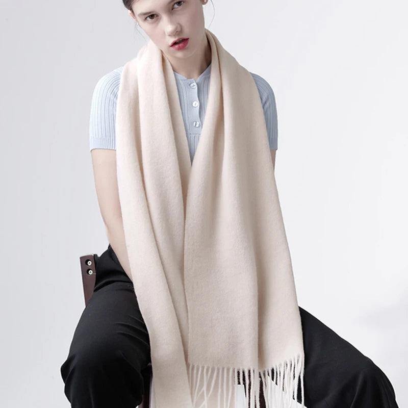 Women's Wool Scarf – Warm Winter Wrap 200×35cm