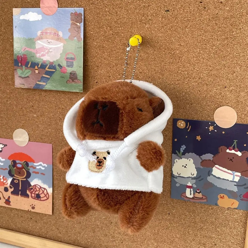 Capybara Plush Toy with Hoodie Wings – Mini Stuffed Animal Keychain