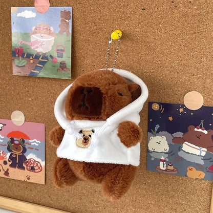 Capybara Plush Toy with Hoodie Wings – Mini Stuffed Animal Keychain