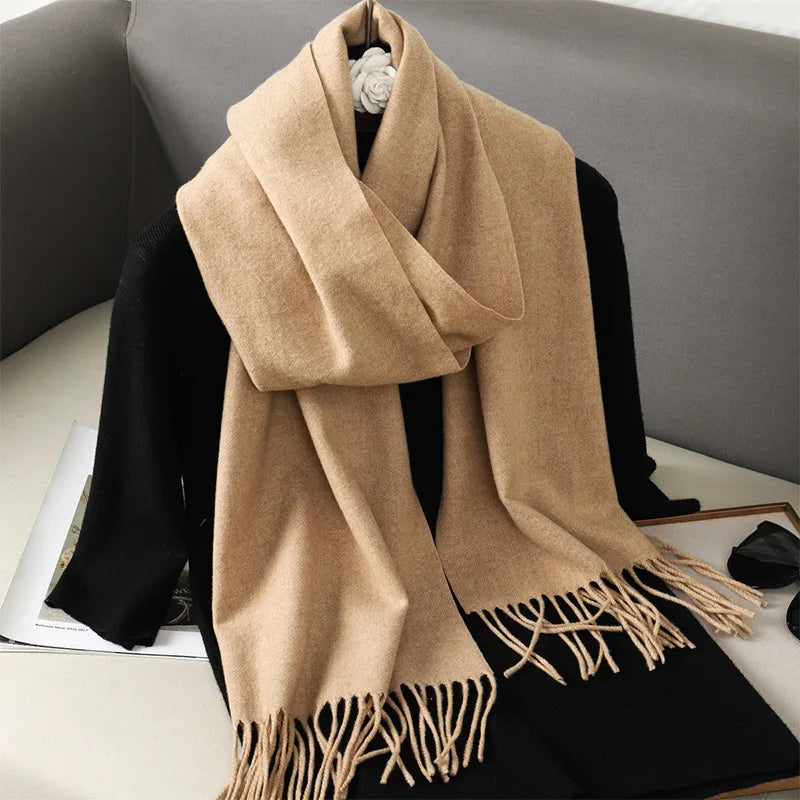 Women's Winter Scarf Warm Long Pashmina Shawl with Tassels