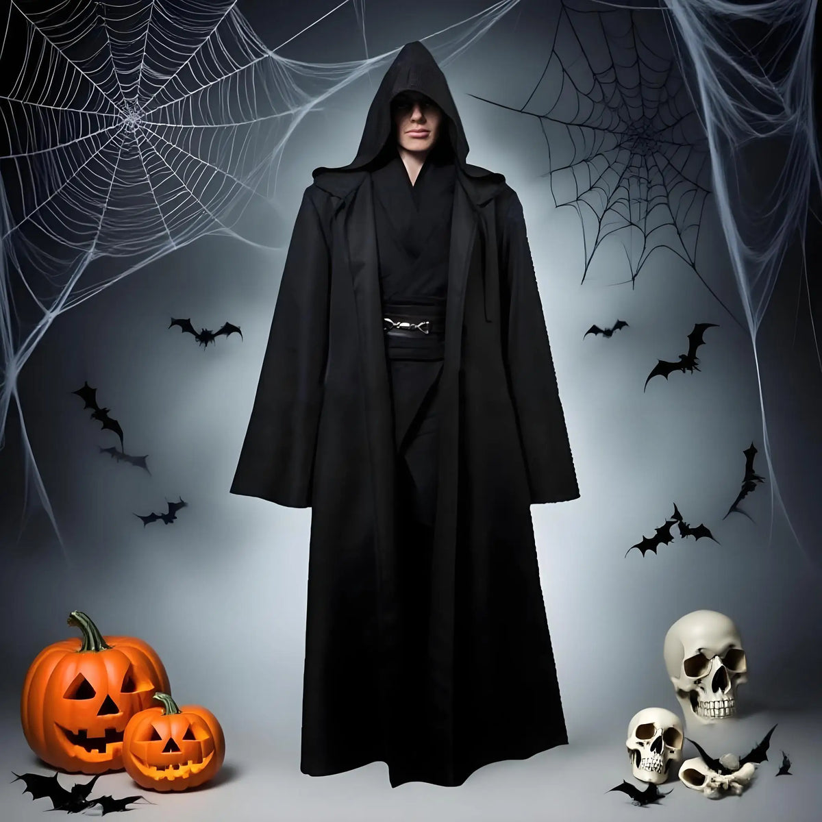 Halloween Witch Cloak Hooded Black Cape for Cosplay & Parties
