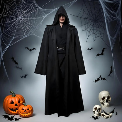 Halloween Witch Cloak Hooded Black Cape for Cosplay & Parties