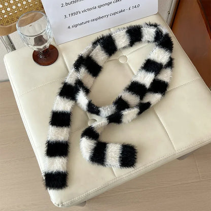 Women’s Winter Scarf – Plush Plaid Long Knit Warm Wrap
