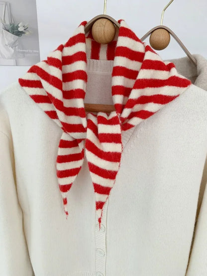 Women’s Wool Scarf Knitted Striped Warm Shawl