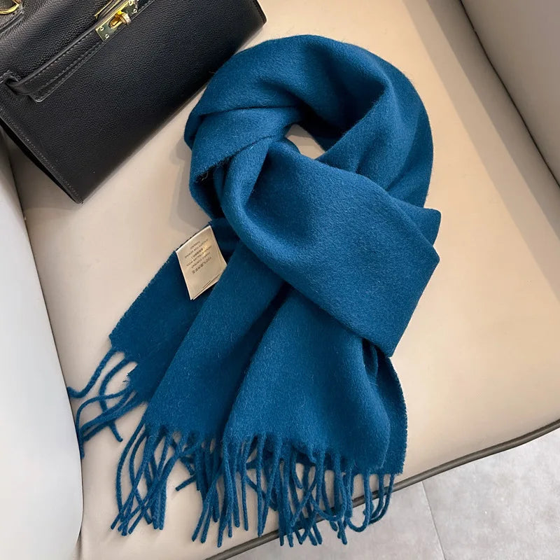 Wool Winter Scarf – 100% Wool Warm Solid Color Wrap